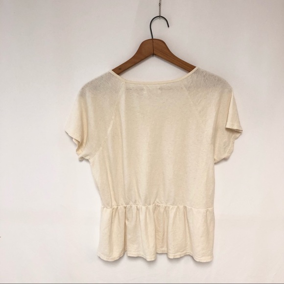 Madewell Linen Blend Peplum Tee Sz M - Picture 7 of 10